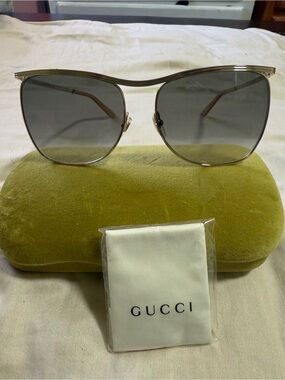 Gucci Sunglasses Women GG0820S Metal Gold / Brown 63-145 Italy